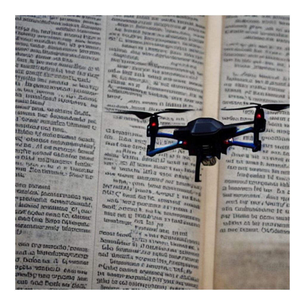 Drone reading a book